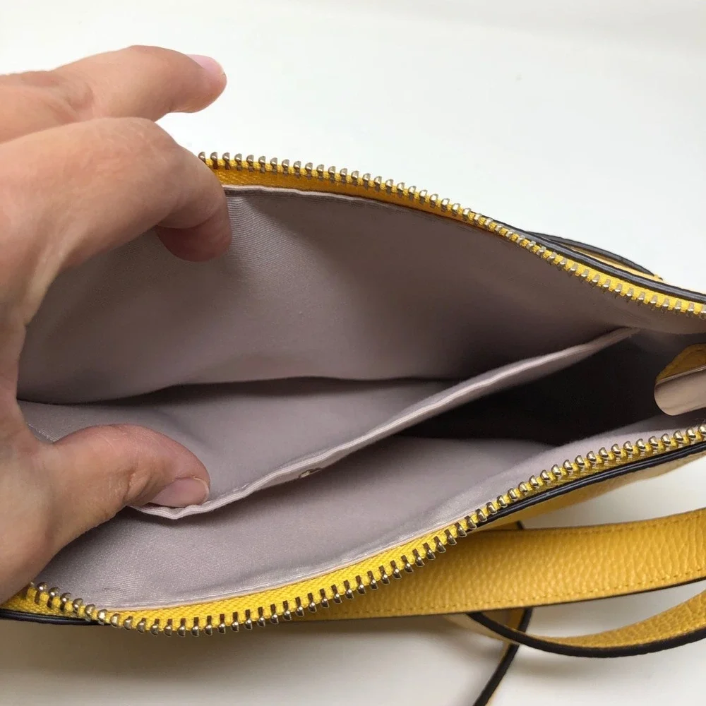 Kate Spade Hudson Medium Convertible Crossbody Purse Womens Small Yellow Leather - Picture 11 of 15